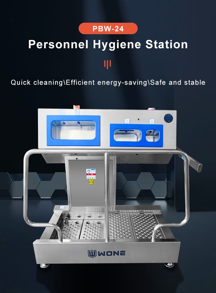 Hygiene Station PBW‑24 automatic hand wash and dry in food factory