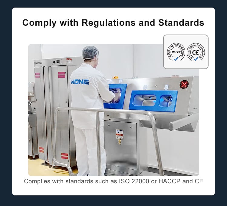 Hygiene Station PBW‑24 with turnstile in meat processing plant
