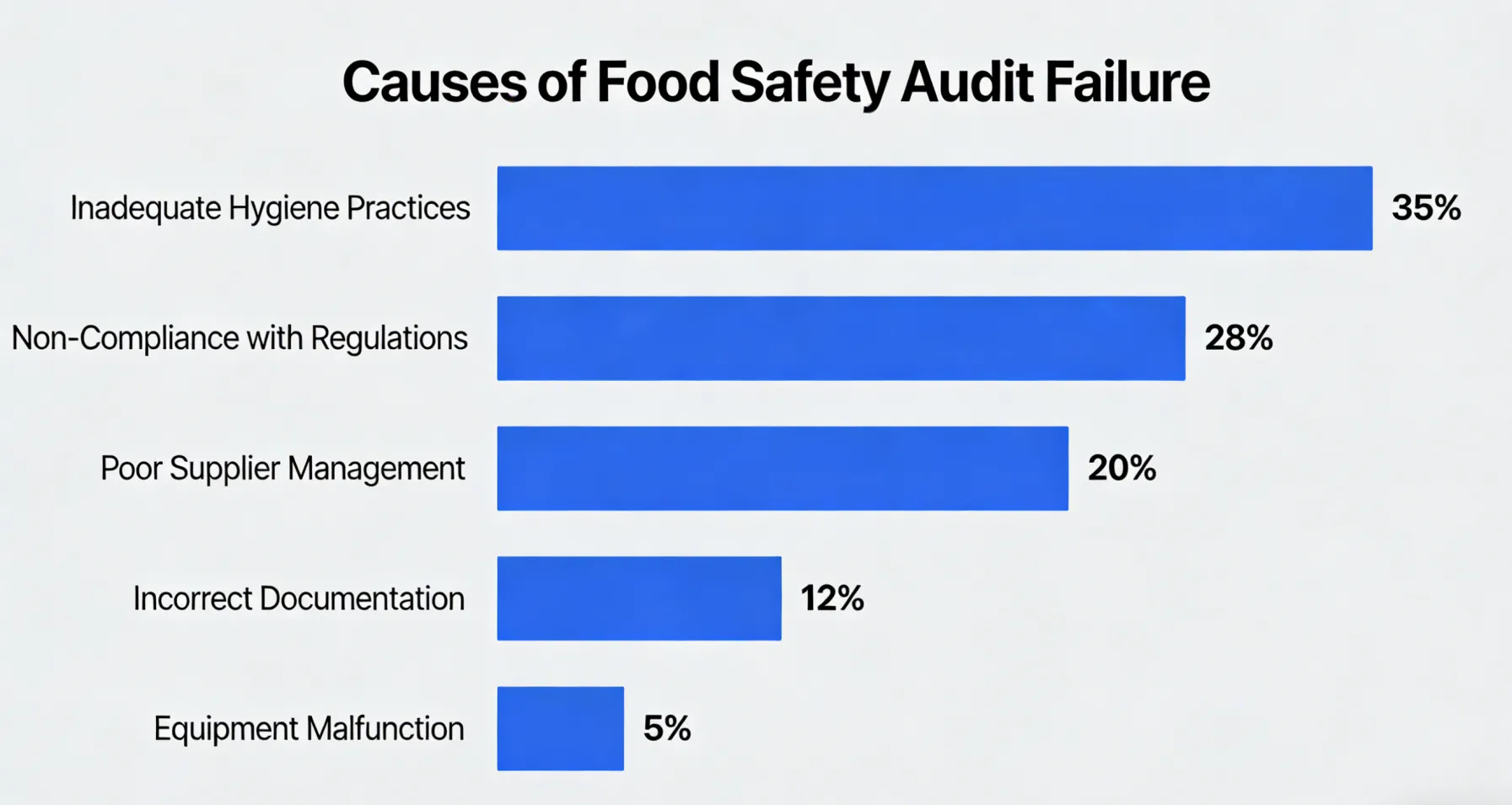 Food safety audit failure inspection in a food processing factory